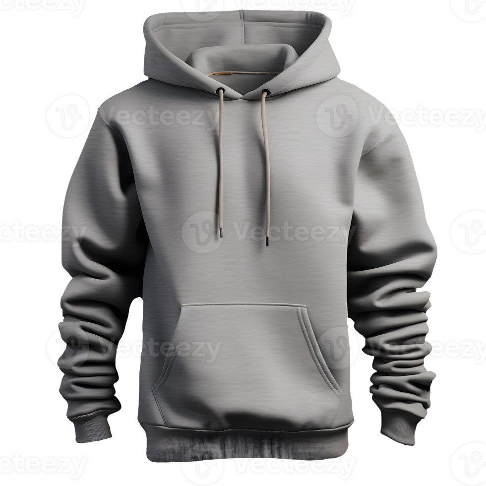 AI generated Photo of clean light gray hoodie without background. Template for mockup png