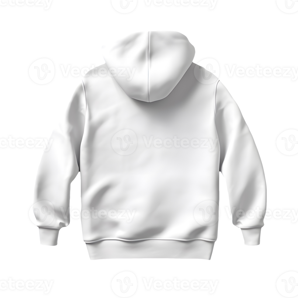 AI generated Photo rear or backside of clean white hoodie without background. Template for mockup png