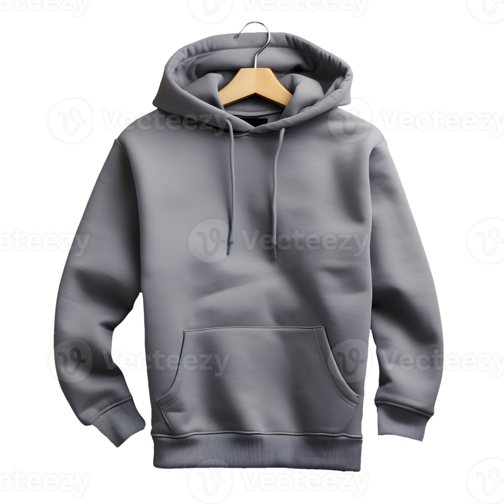 AI generated Photo of clean light gray hoodie without background. Template for mockup png