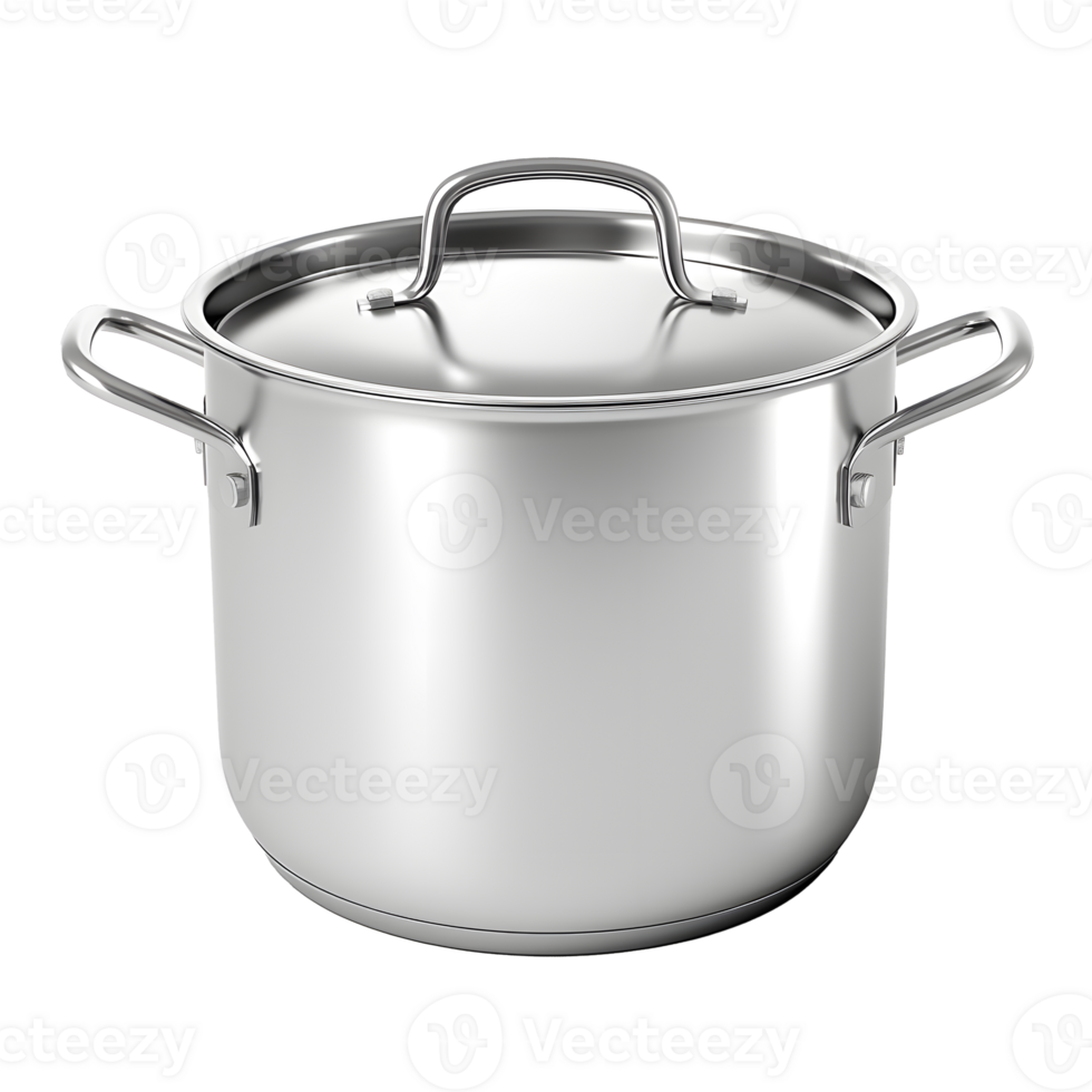 AI generated Large chrome pot with lid without background png