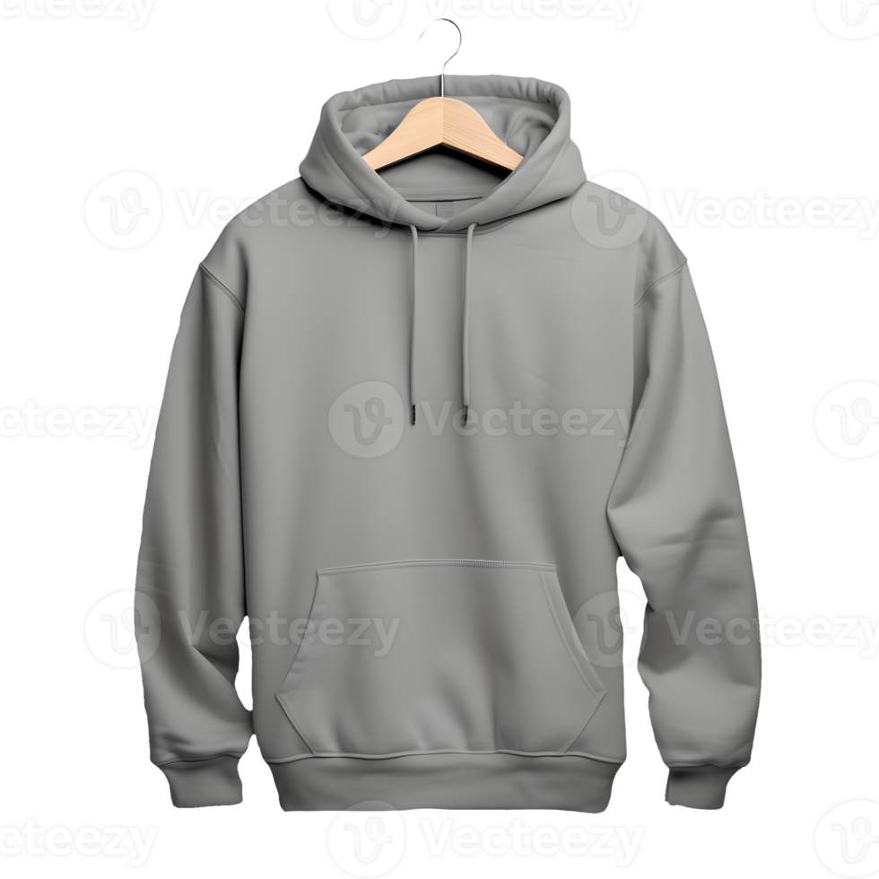 AI generated Photo of clean light gray hoodie without background. Template for mockup png