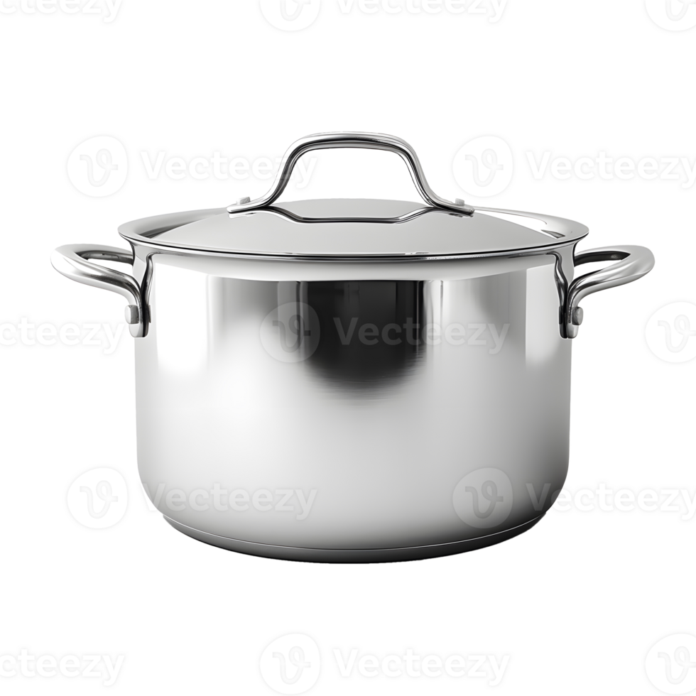 AI generated Large chrome pot with lid without background png