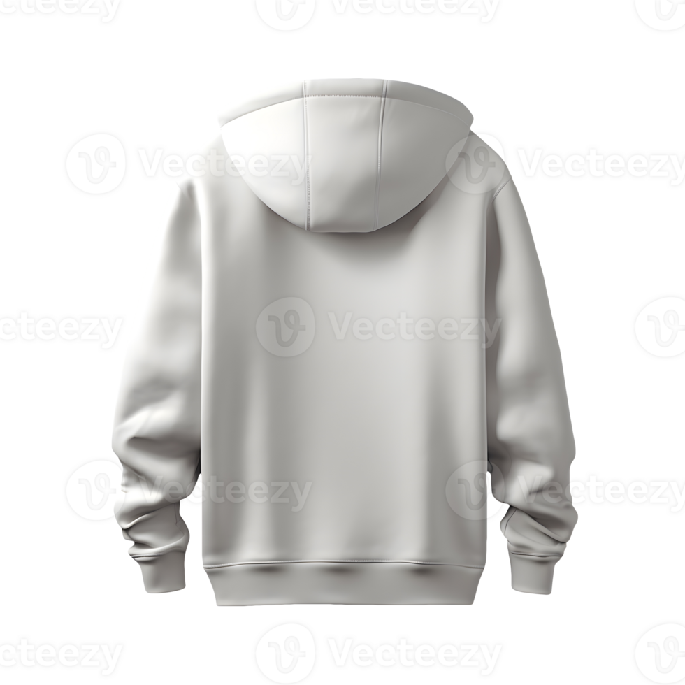 AI generated Photo rear or backside of clean white hoodie without background. Template for mockup png