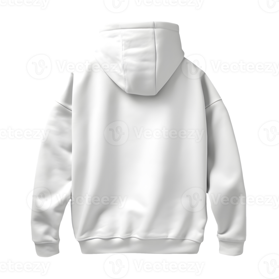 AI generated Photo rear or backside of clean white hoodie without background. Template for mockup png