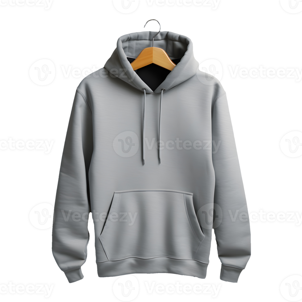 AI generated Photo of clean light gray hoodie without background. Template for mockup png