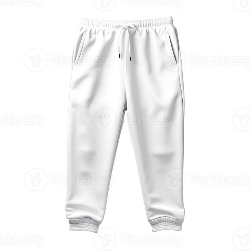 AI generated Photo of clean white jogger pants without background. Template for mockup png