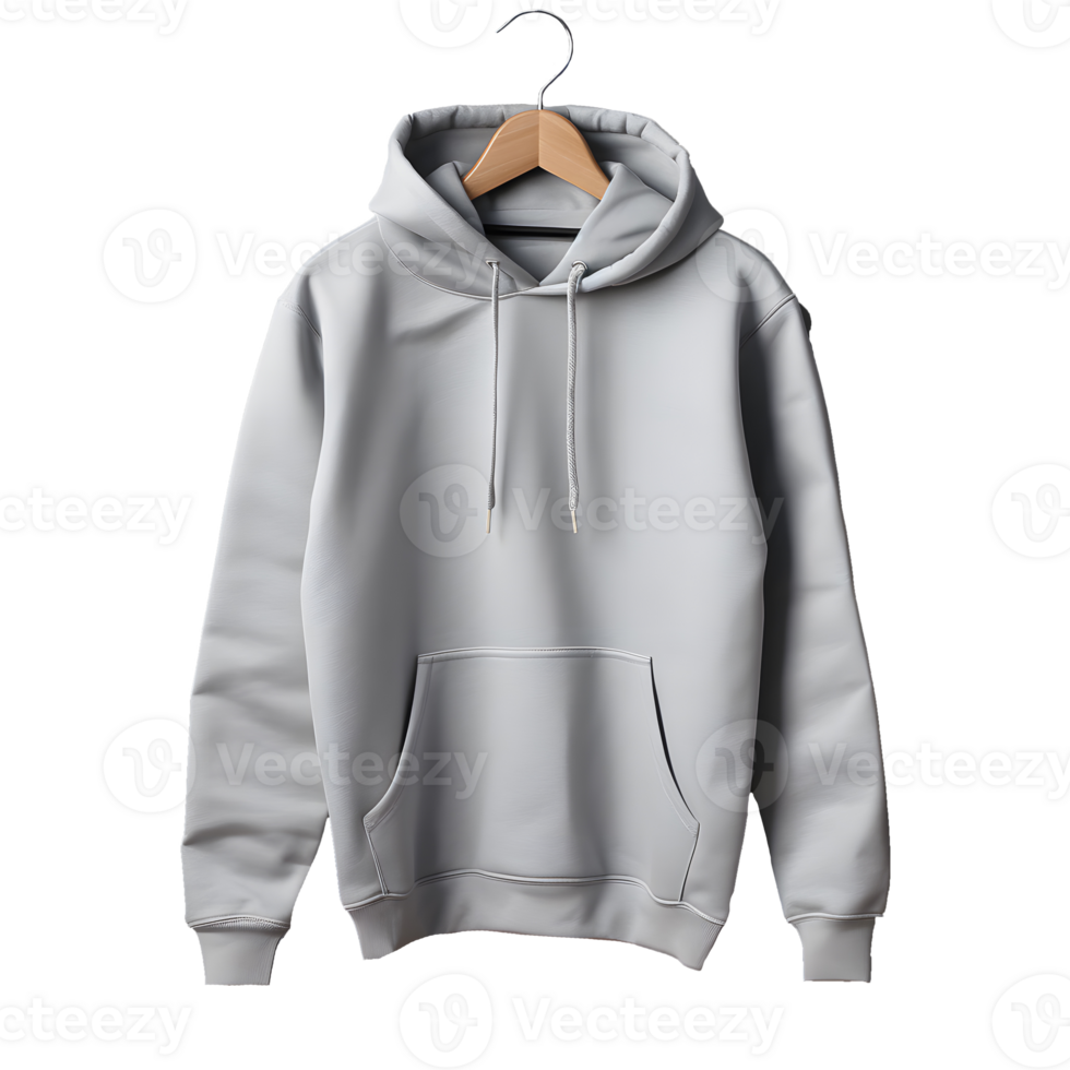 AI generated Photo of clean light gray hoodie without background. Template for mockup png