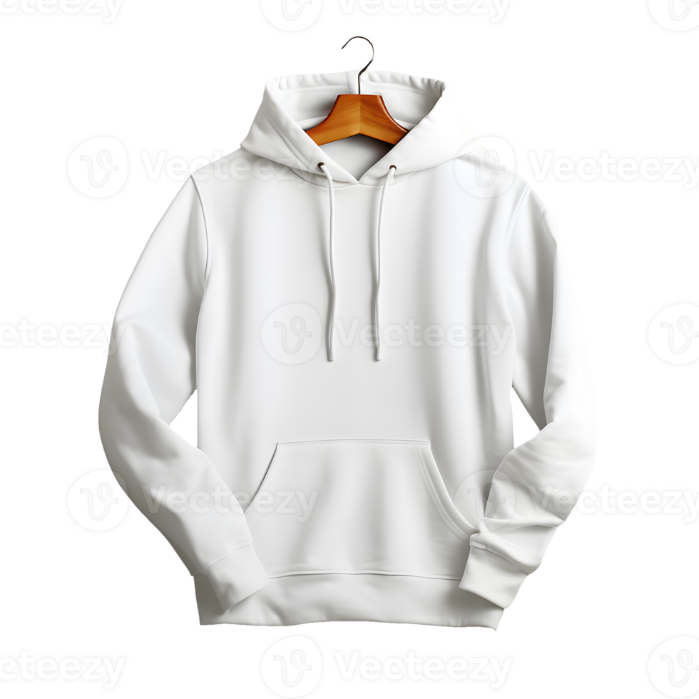 AI generated Photo of clean white hoodie without background. Template for mockup png
