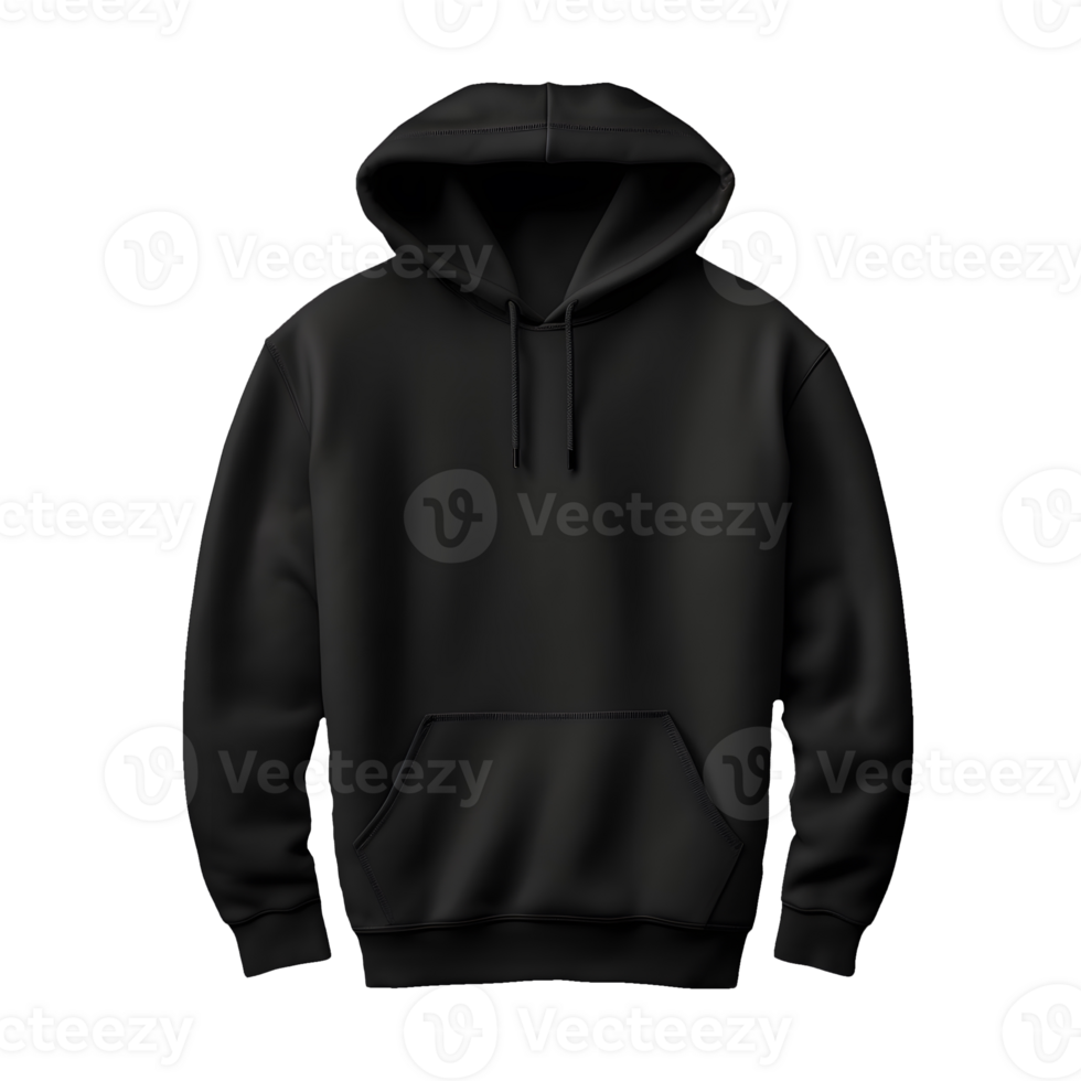 AI generated Photo of clean black hoodie without background. Template for mockup png