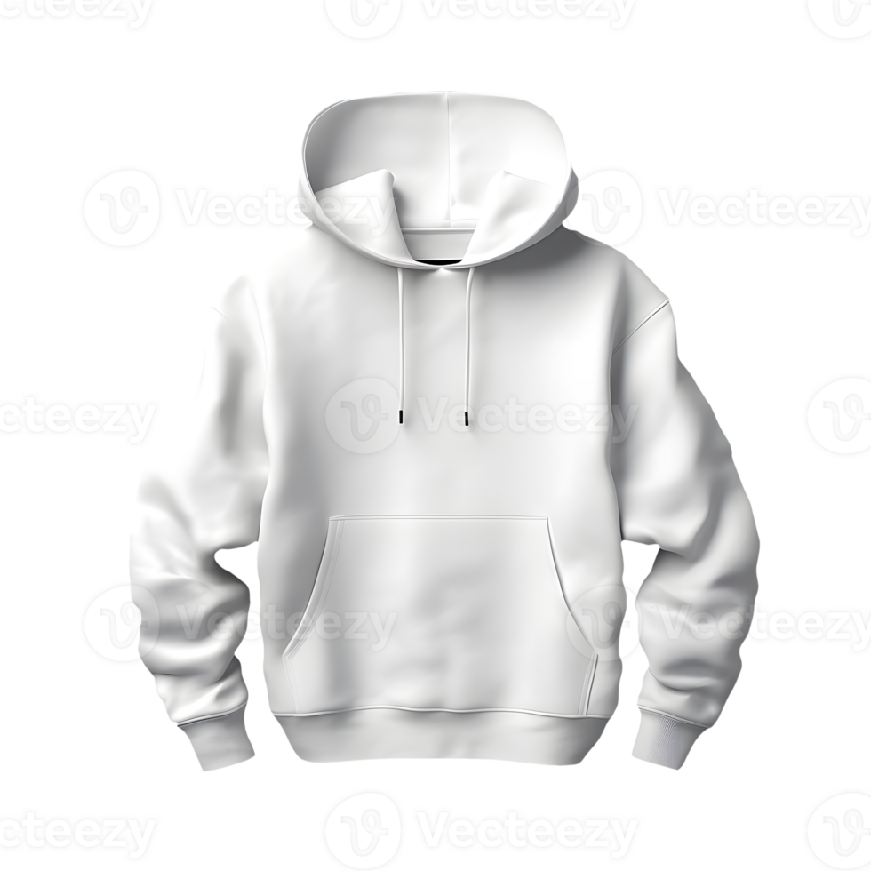 AI generated Photo of clean white hoodie without background. Template for mockup png