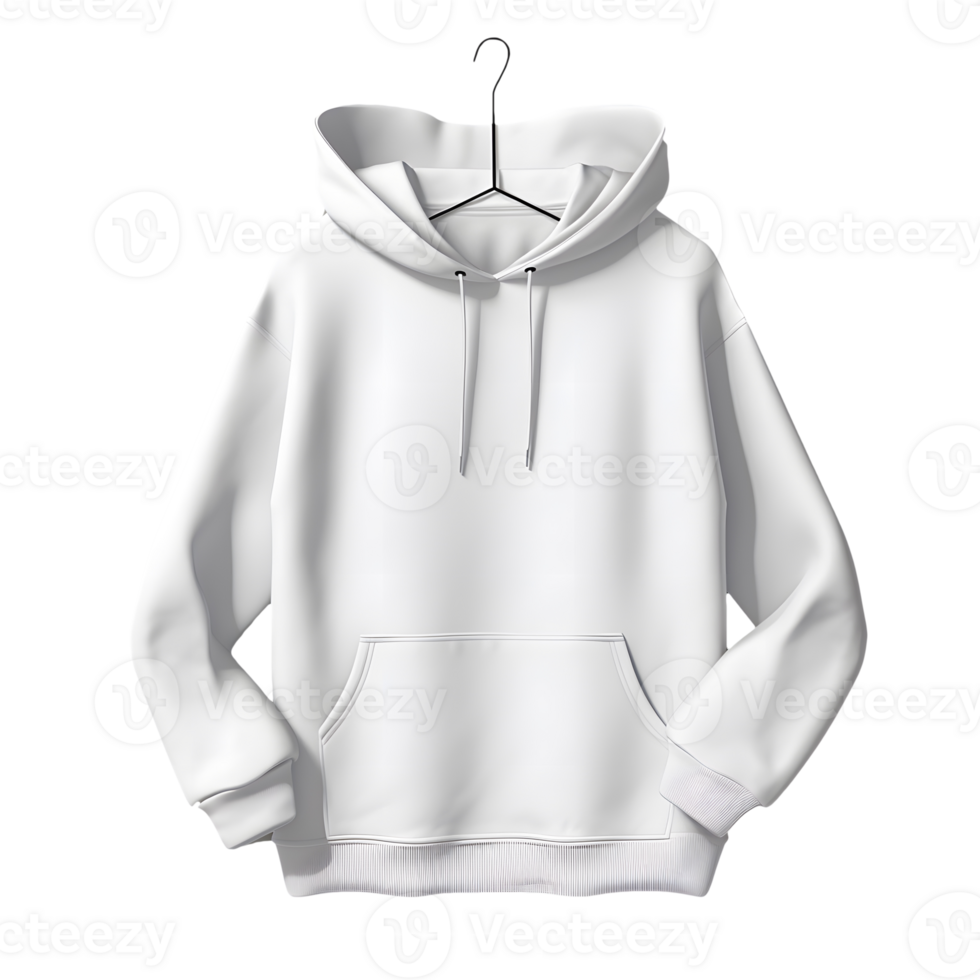 AI generated Photo of clean white hoodie without background. Template for mockup png