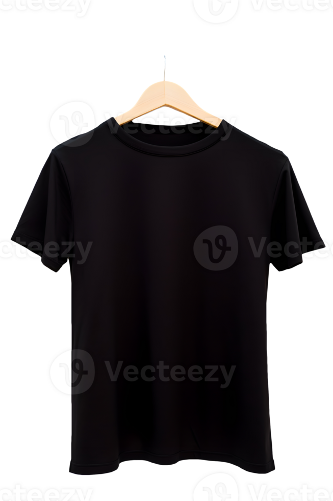 AI generated Photo of clean black t-shirt without background. Template for mockup png