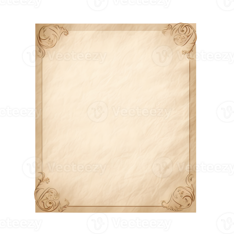 AI generated Large piece of empty parchment with no background png