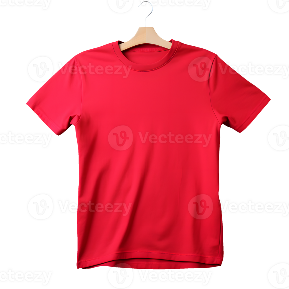 AI generated Photo of clean red t-shirt without background. Template for mockup png