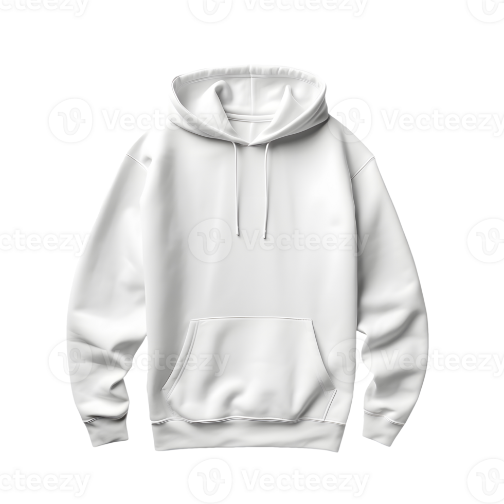 AI generated Photo of clean white hoodie without background. Template for mockup png