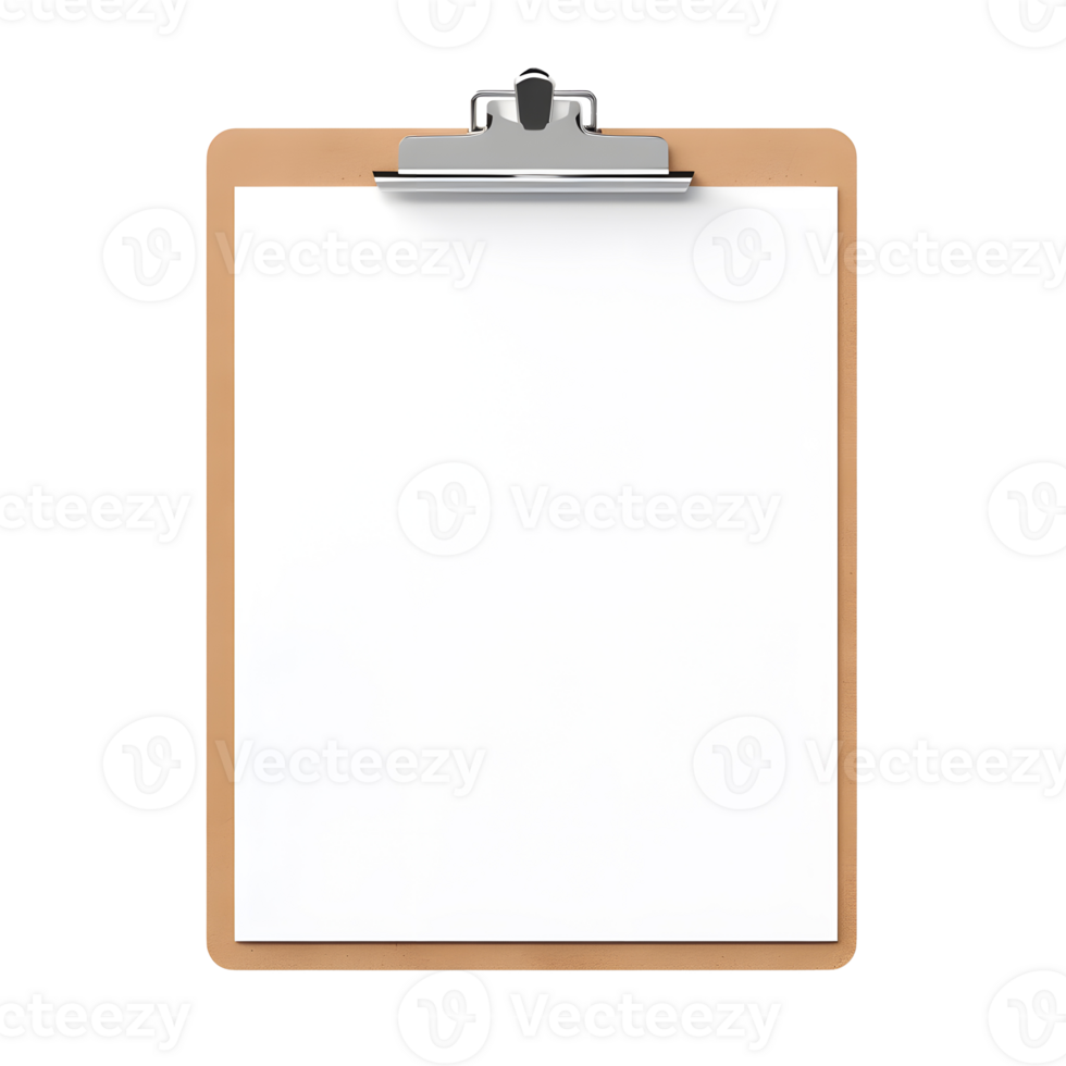 AI generated Top view of clean checklist or clipboard without background. Ready for mockup png