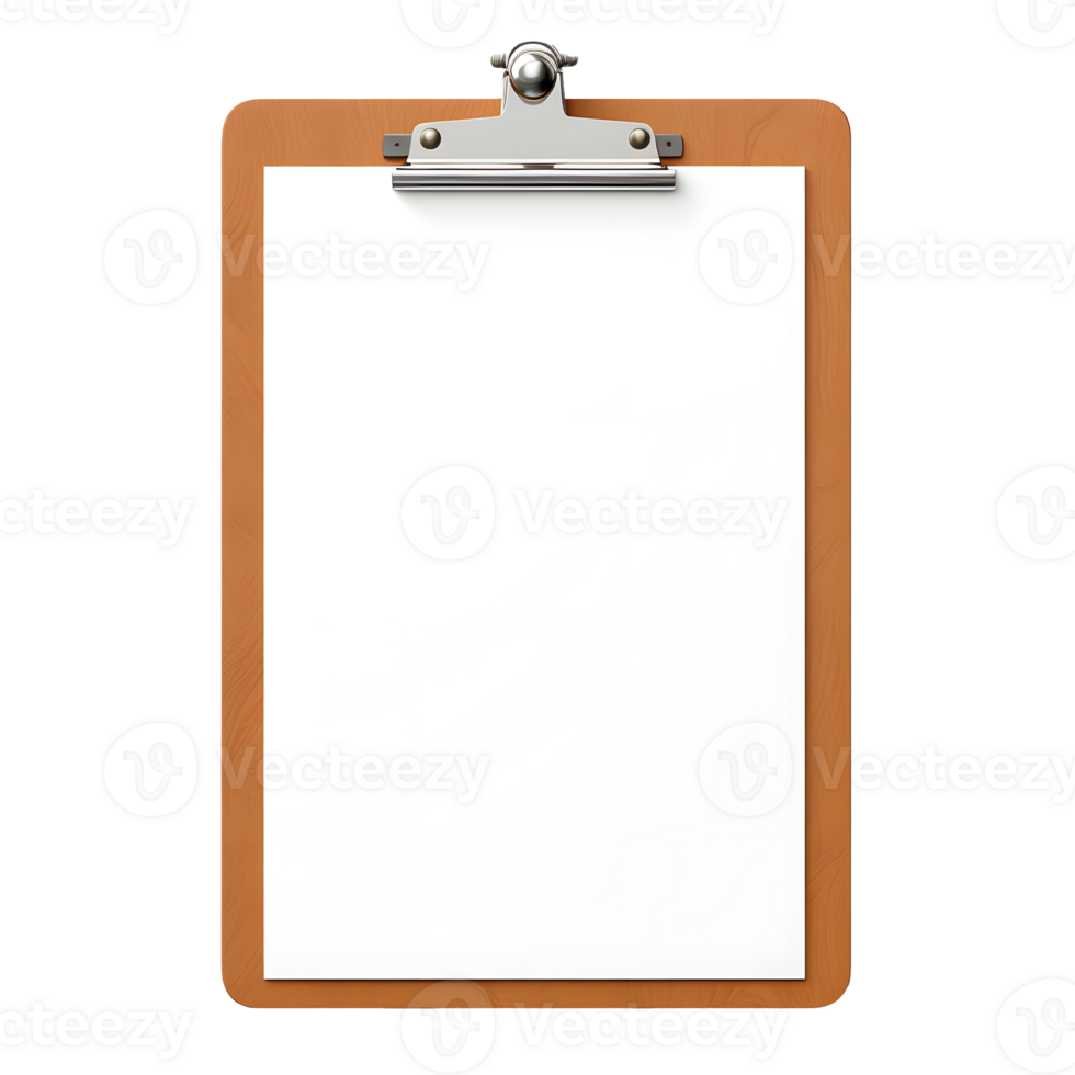 AI generated Top view of clean checklist or clipboard without background. Ready for mockup png