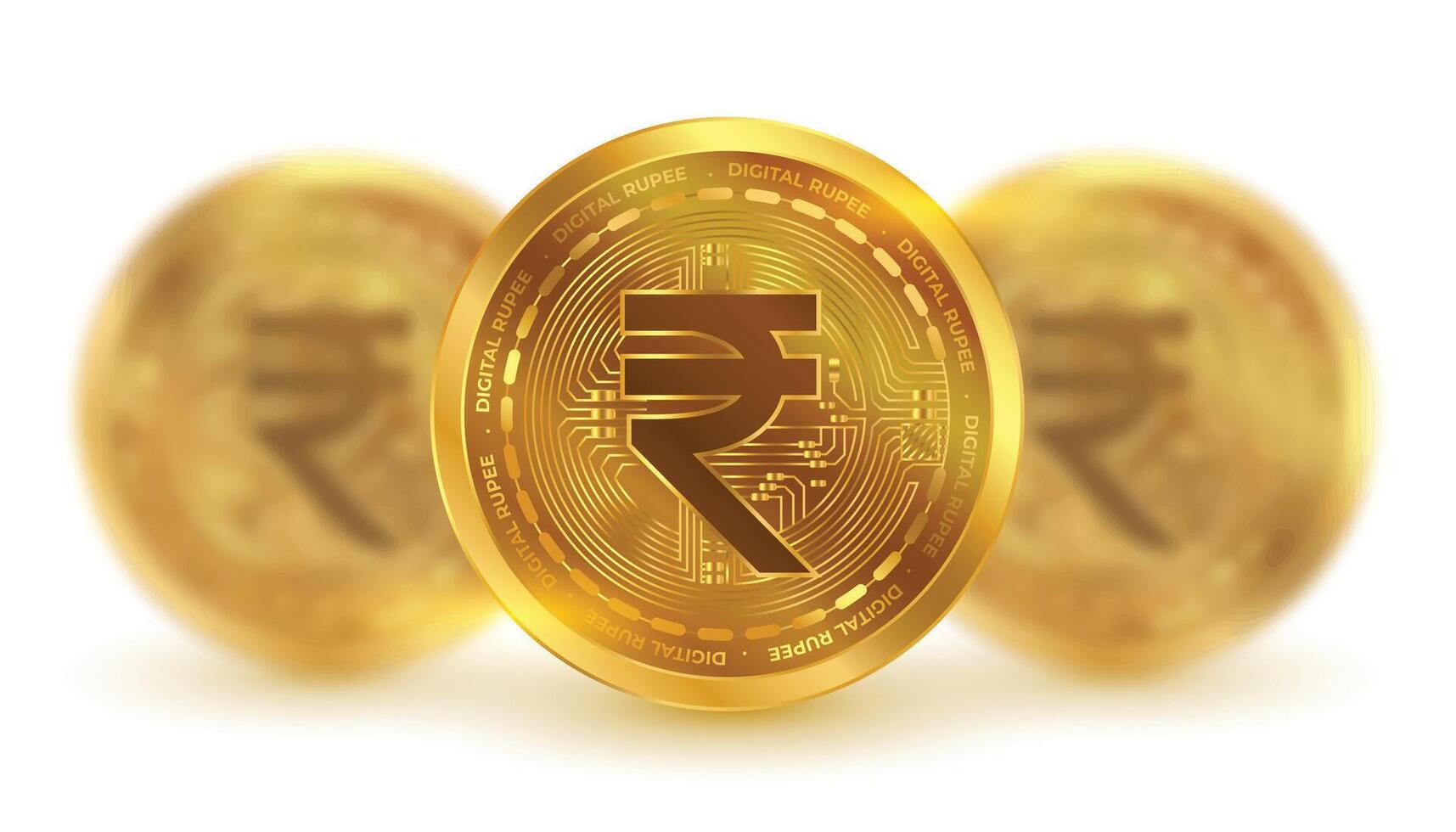 digital currency inr indian rupee coin background in blur style vector