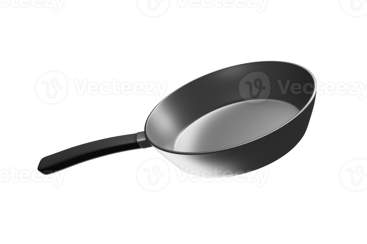 Frying pan with plastic handle 3d png