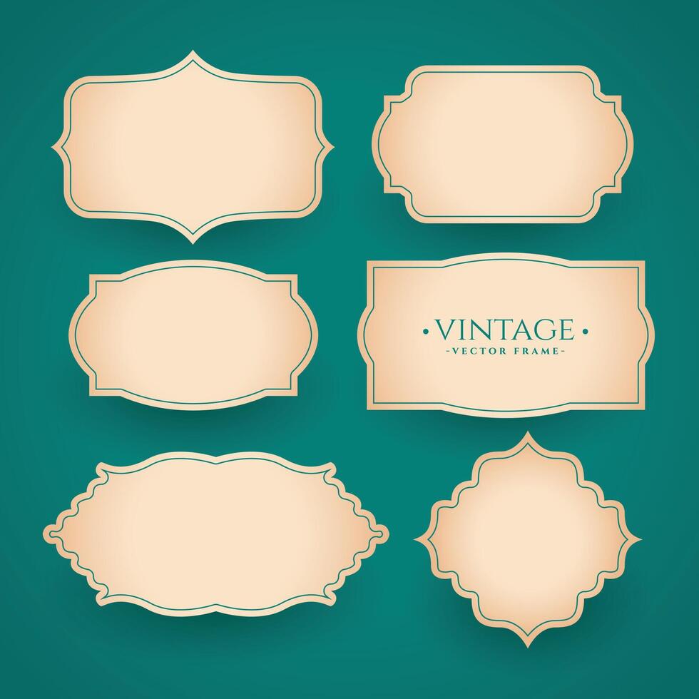 classic vintage frame labels set of six vector