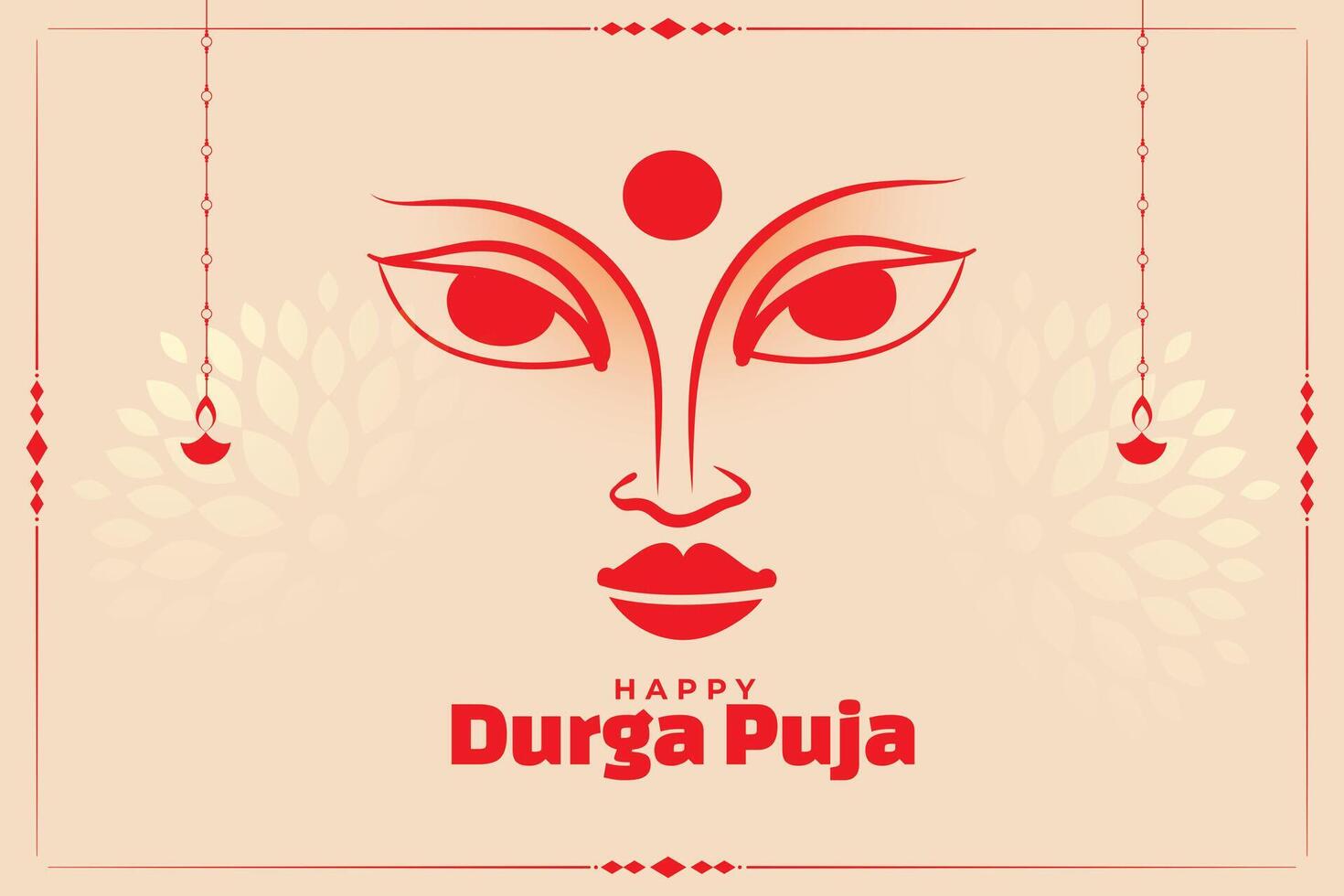 happy durga pooja festival card design vector