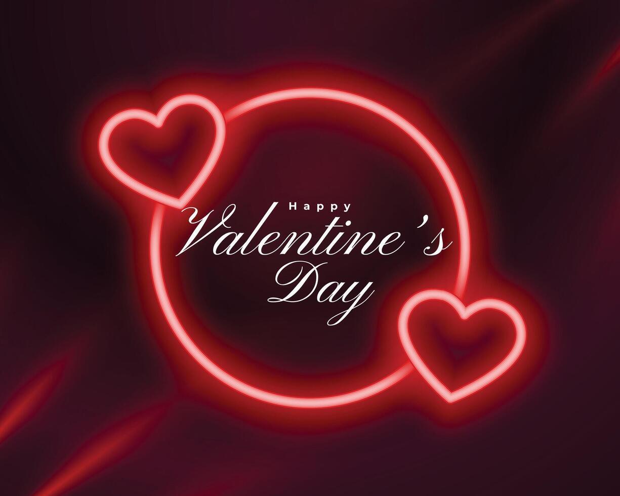 valentines day shiny background with red neon heart and frame vector