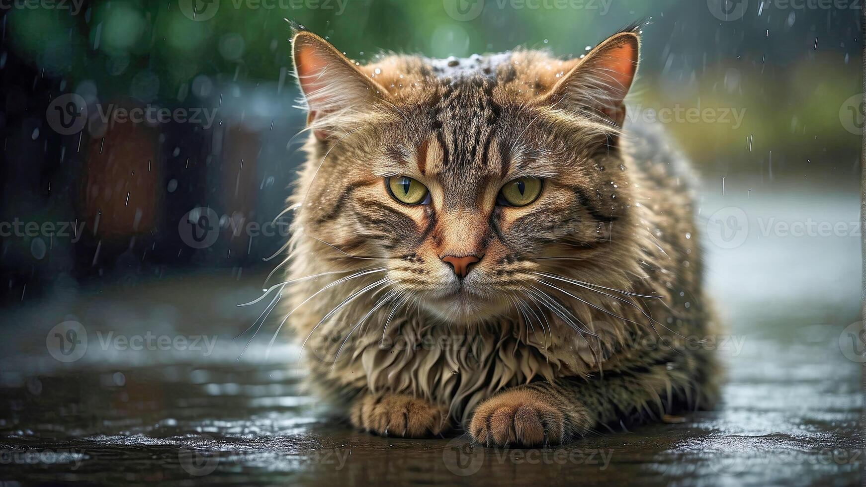 AI generated Homeless sad kitten on the street. wallpaper photo