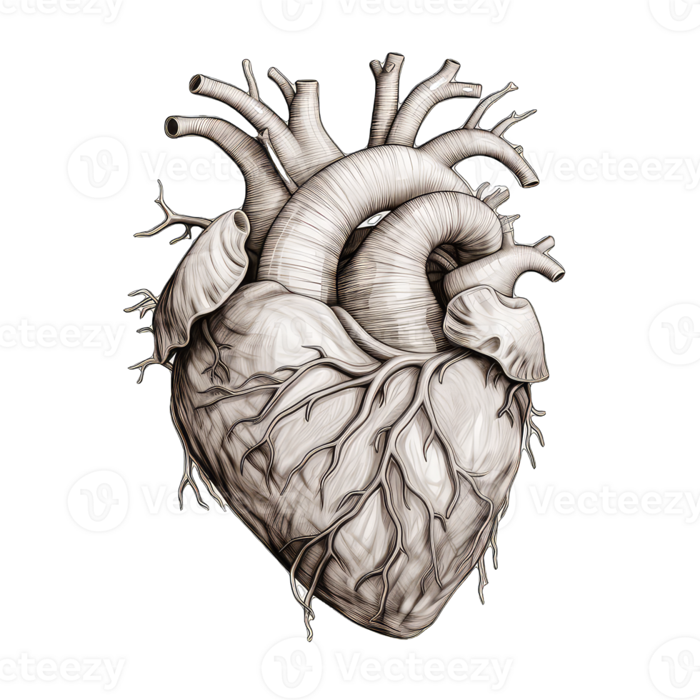AI generated 3d white human heart on transparent background png