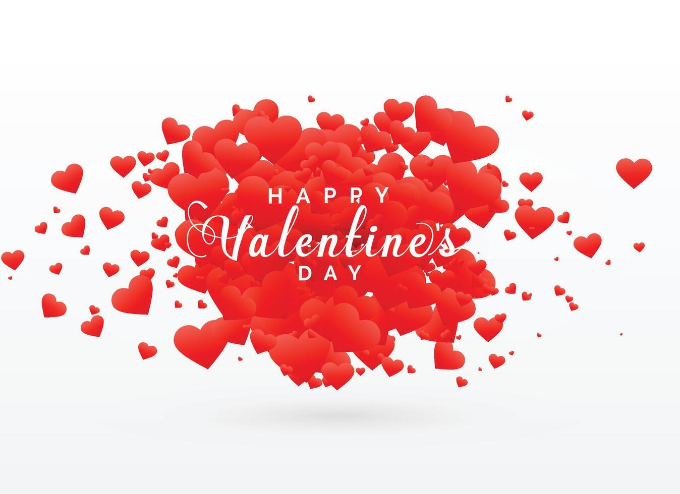 valentine's day card design with scattered red hearts vector