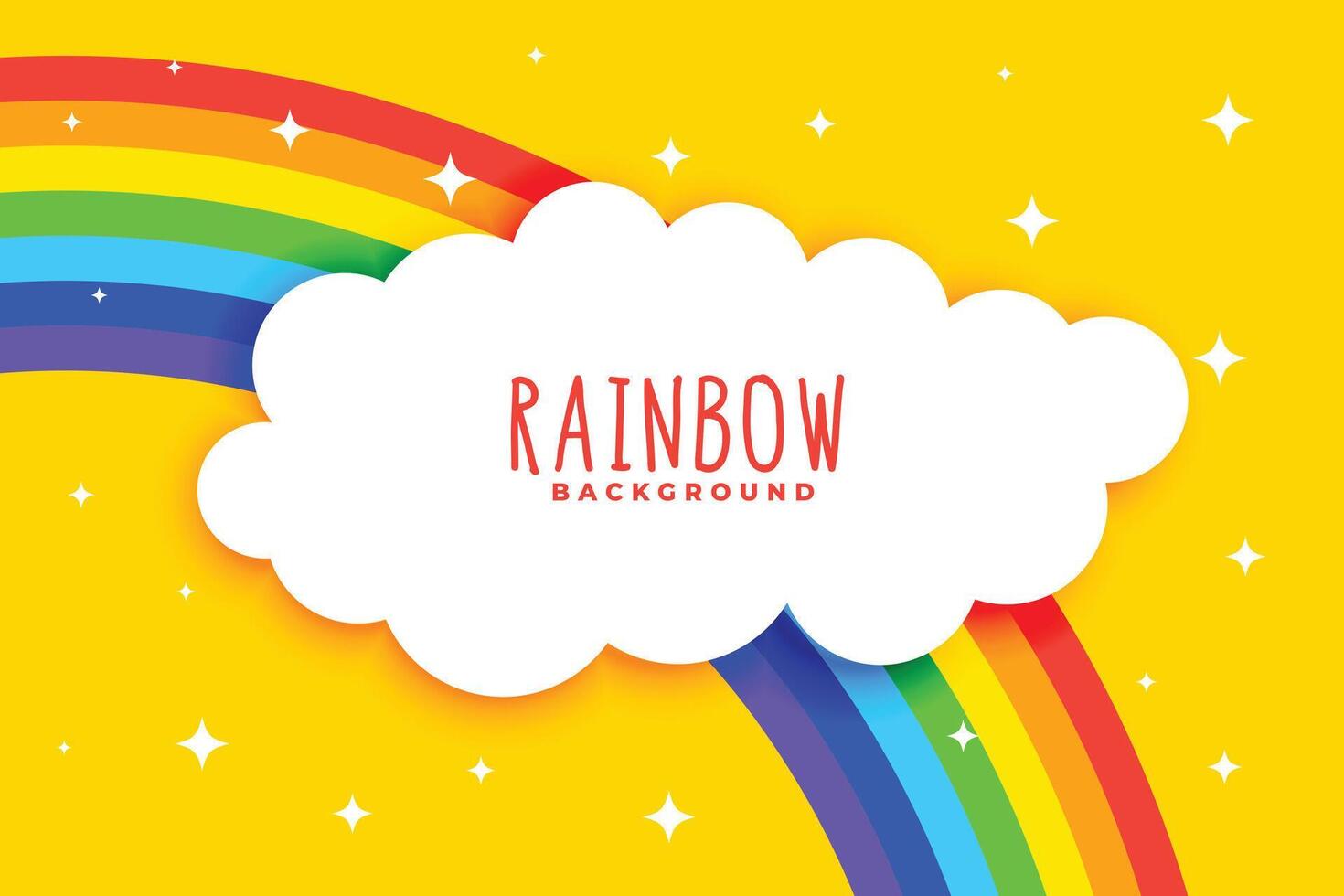 clouds and rainbow on yellow background vector