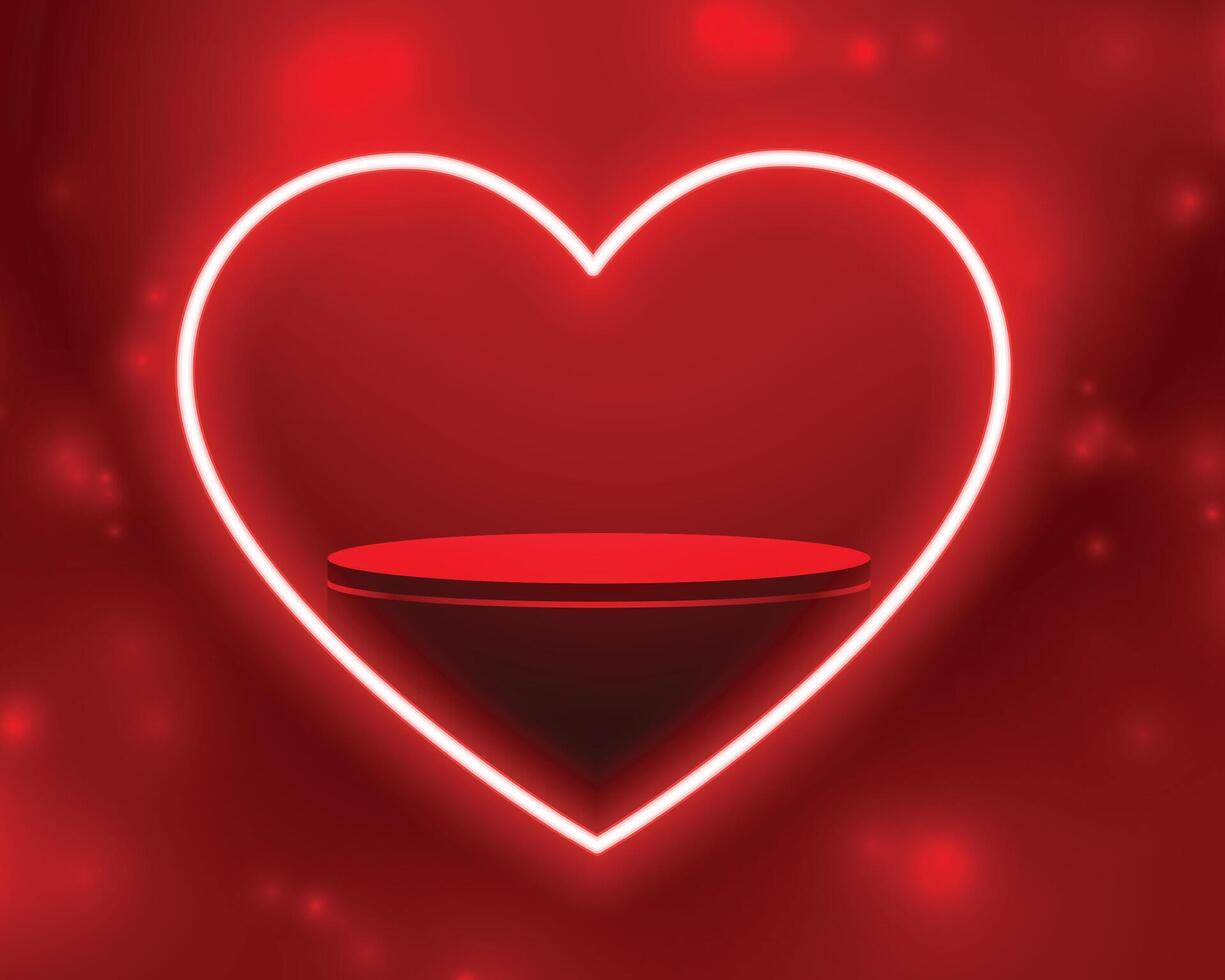 3d podium platform with heart frame valentines shiny background vector