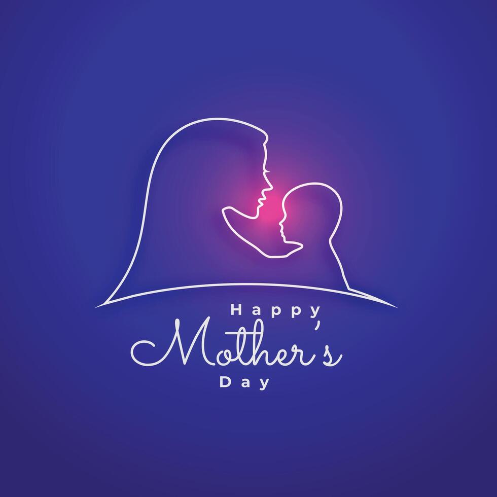 line style mom and child lovely background for mothers day event vector