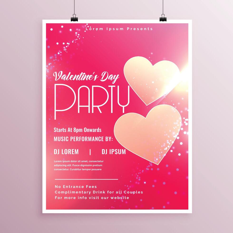 shiny valentines day flyer design template vector