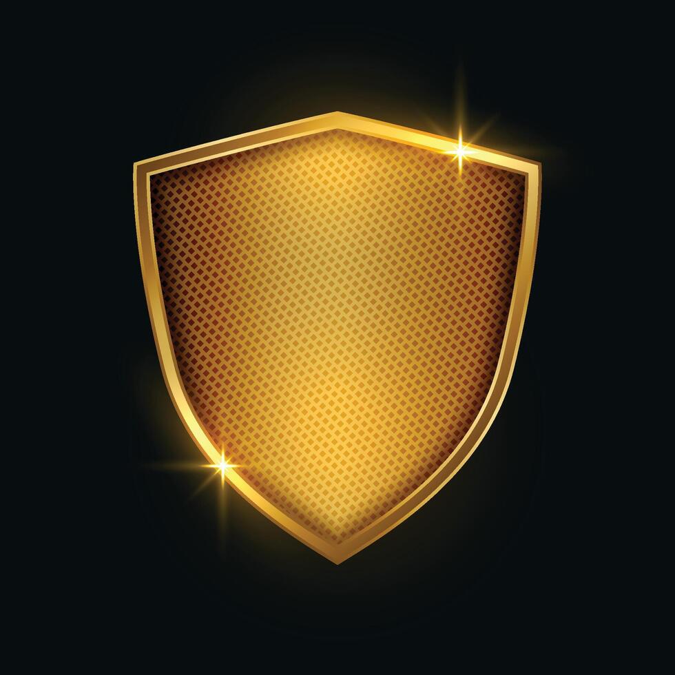 premium golden metallic security shield badge design vector