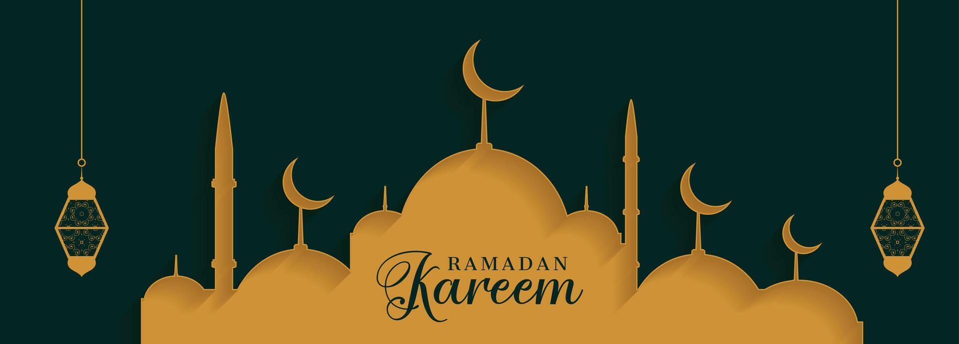 ramadan kareem flat paper style banner design vector