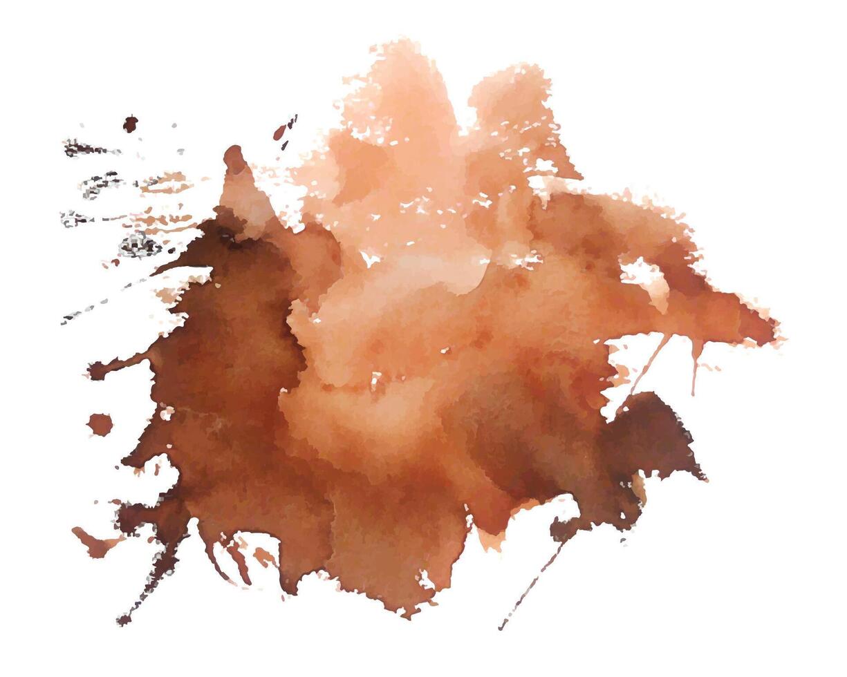 abstract brown watercolor ink blot art background vector