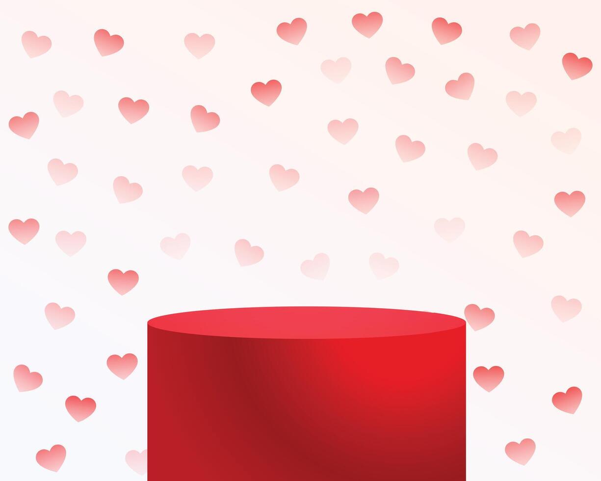 3d podium platform for valentine's day heart pattern background vector