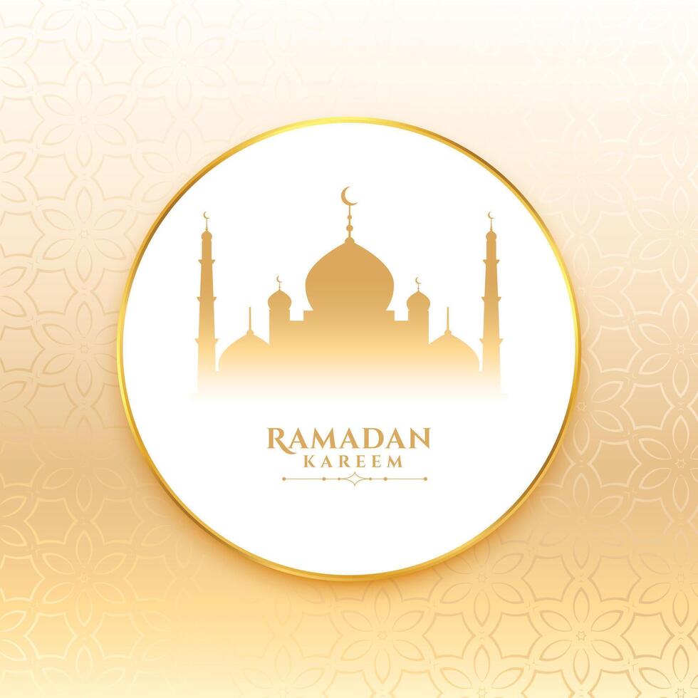 Ramadán kareem deseos tarjeta con mezquita diseño vector