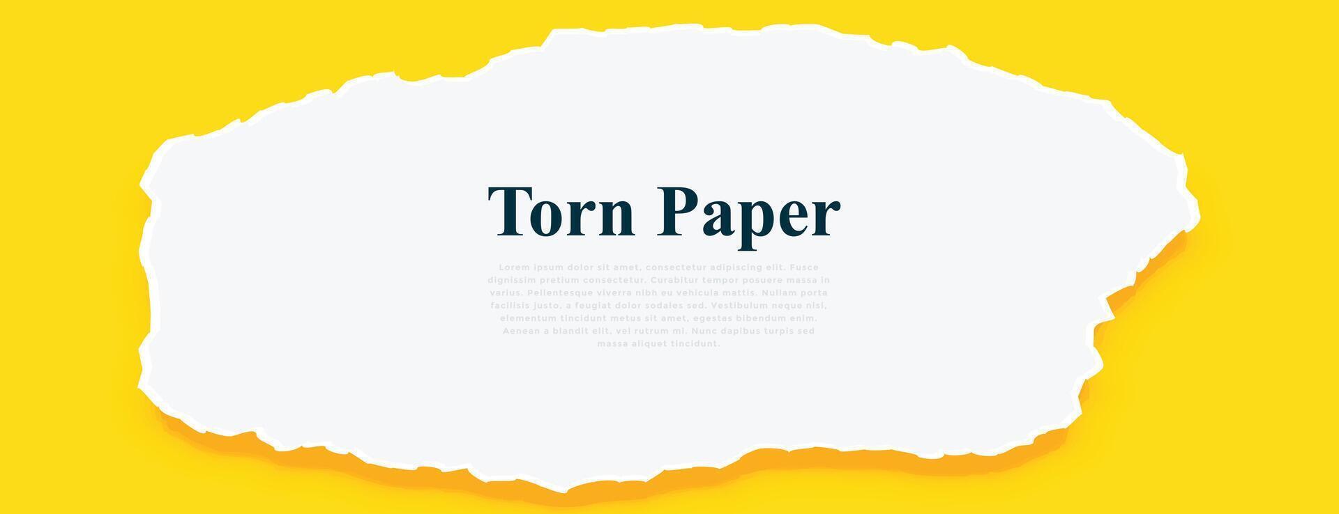 white torn paper on yellow background vector