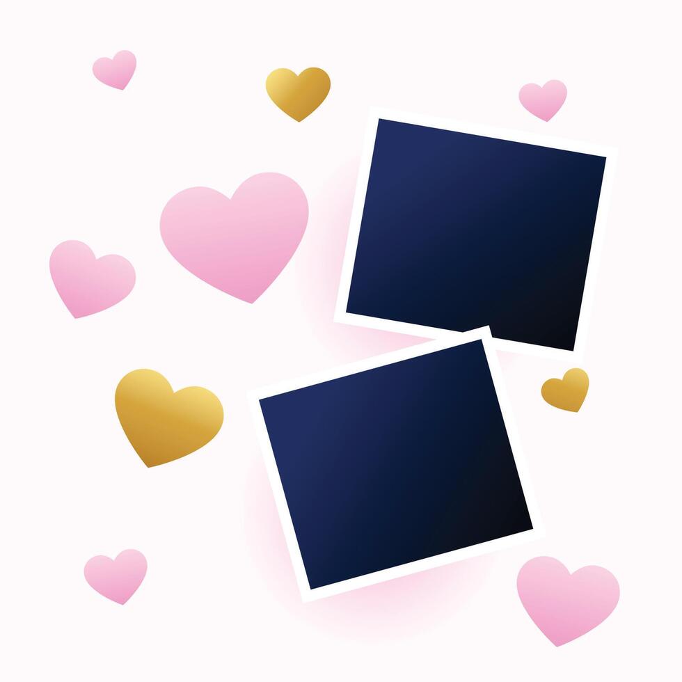 lovely valentine's day couple photo frame pink background vector