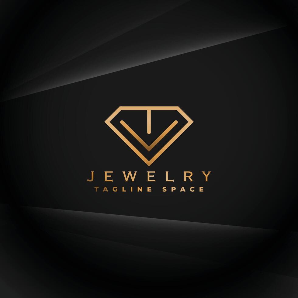 modern jewelry logo template with diamond stone icon design vector