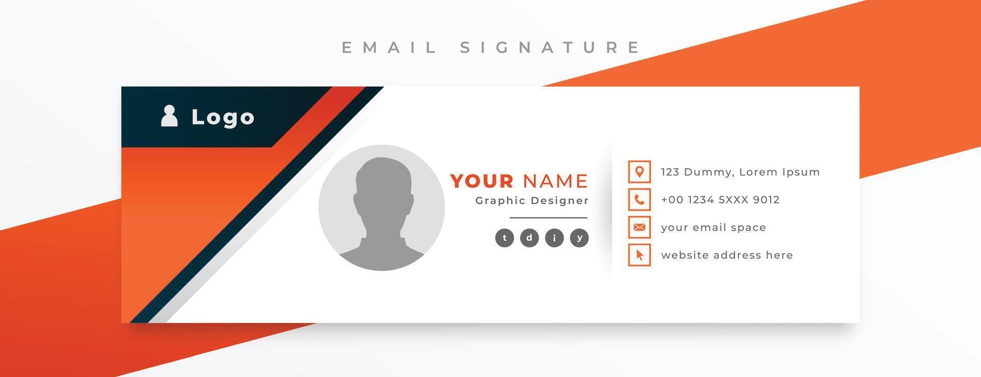 professional email signature card template with social media profile vector