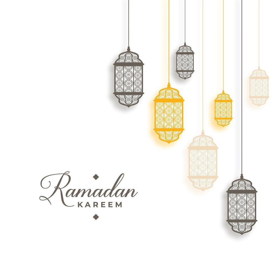 ramadan kareem arabic style background with hanging lanterns vector