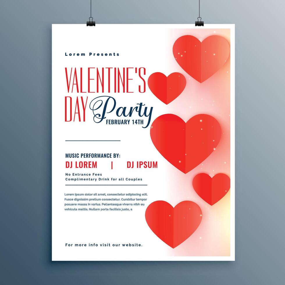 elegant valentines day party flyer template design vector