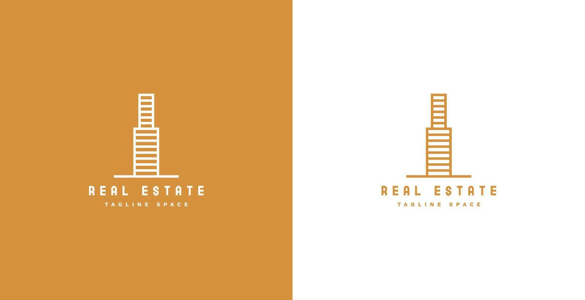 real inmuebles logo en rascacielos edificio concepto vector