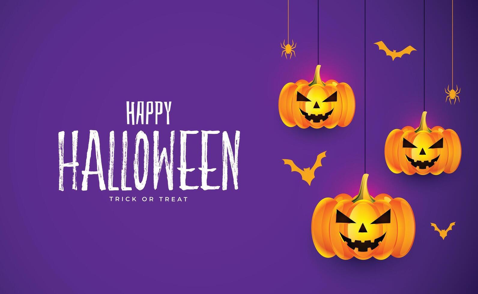 realistic halloween pumpkins card background vector