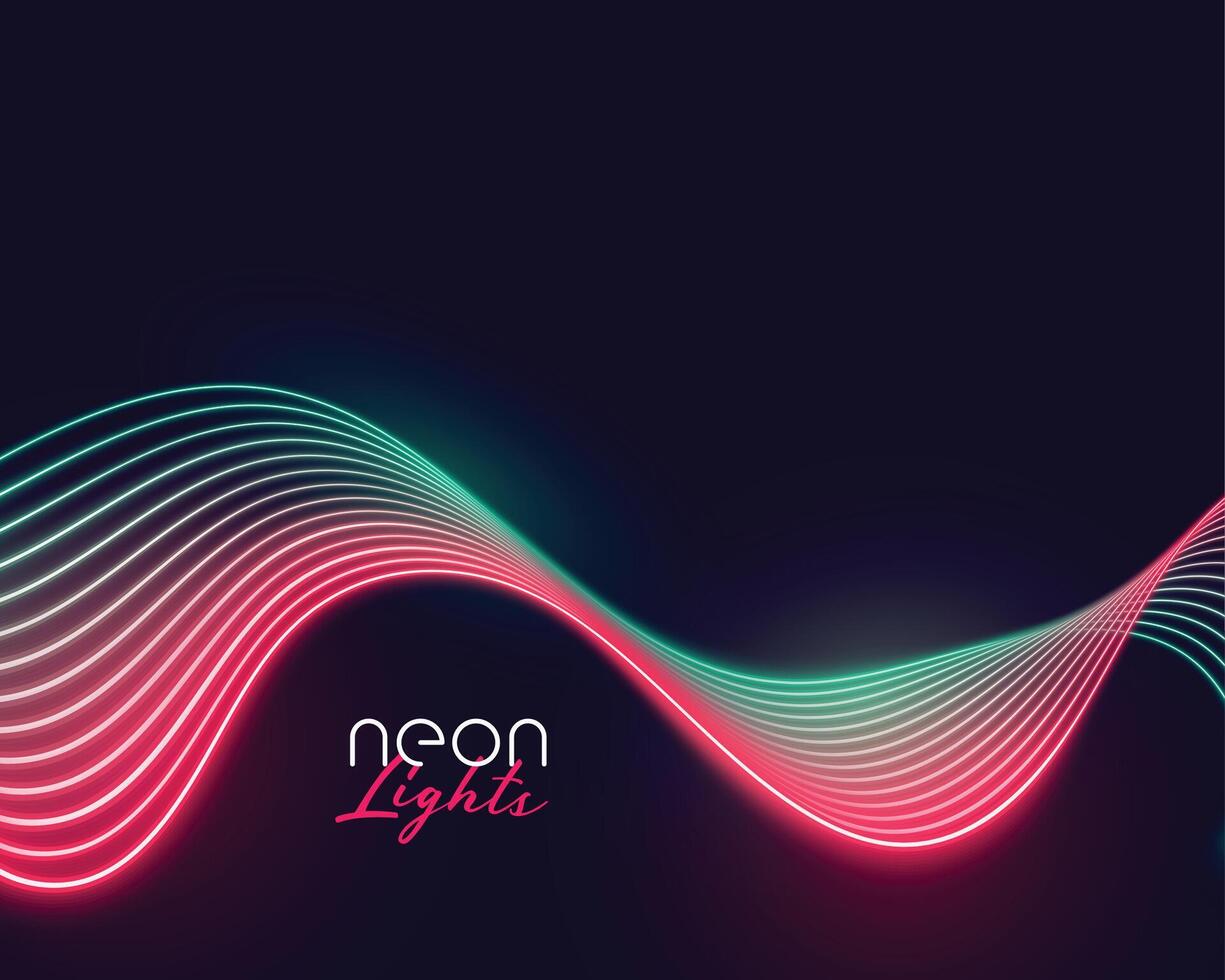 wavy neon light lines display background vector