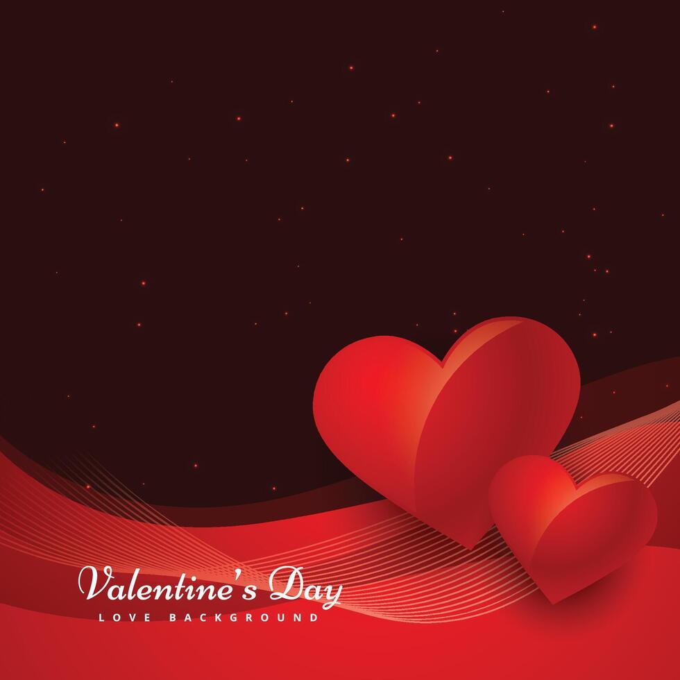Red valentines background with waves and hearts vector