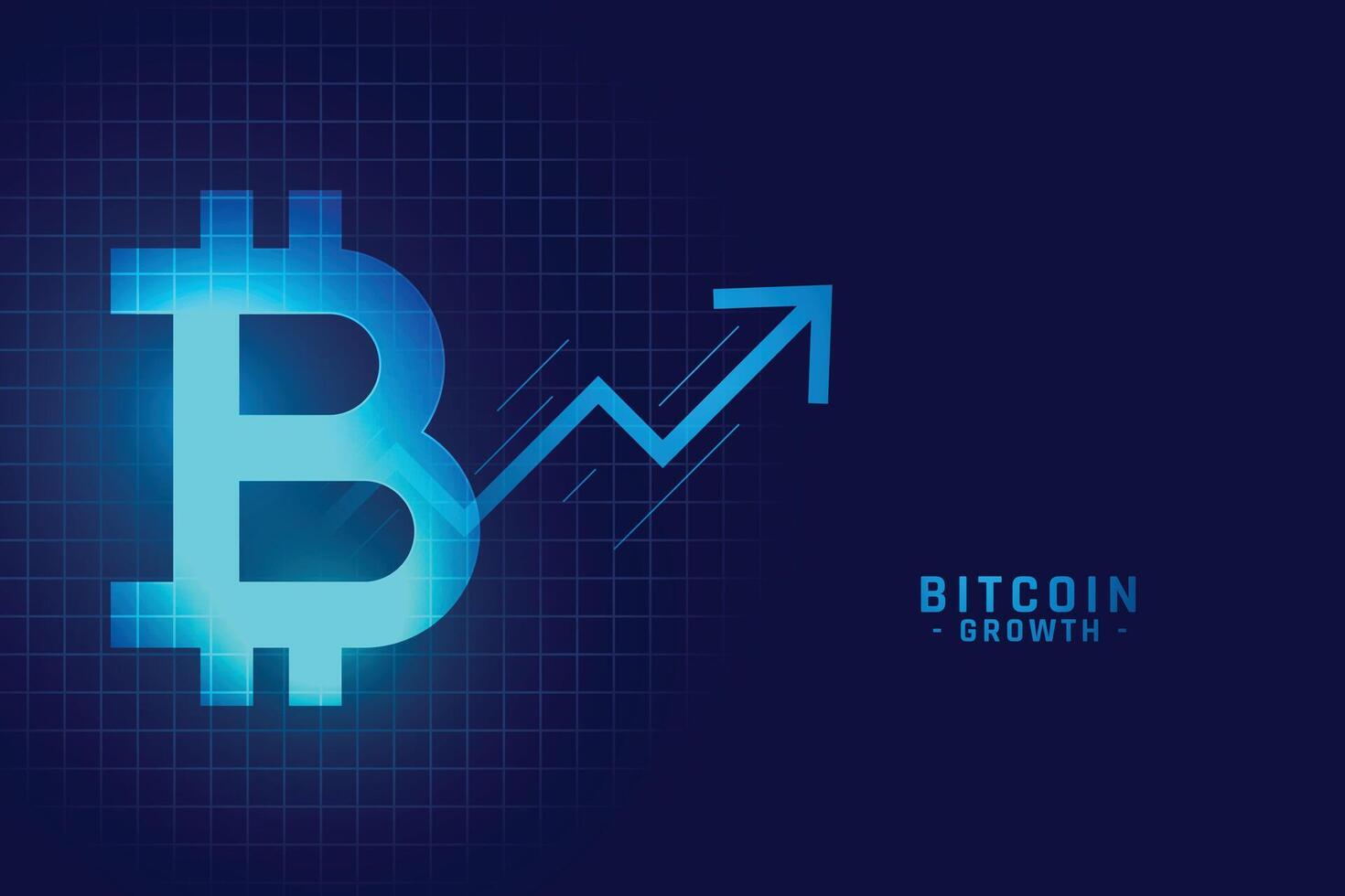 bitcoin crecimiento grafico gráfico en azul tecnología estilo vector