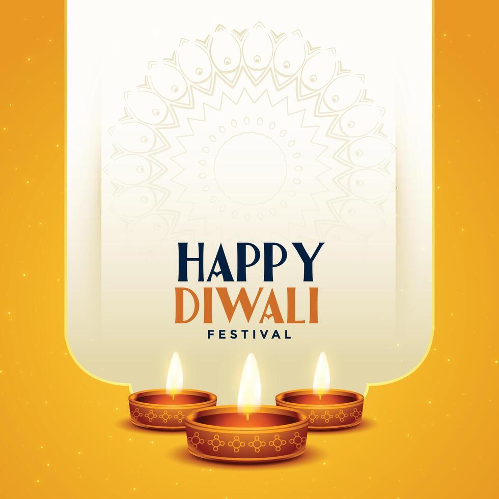 nice traditional happy diwali background with diya design vector